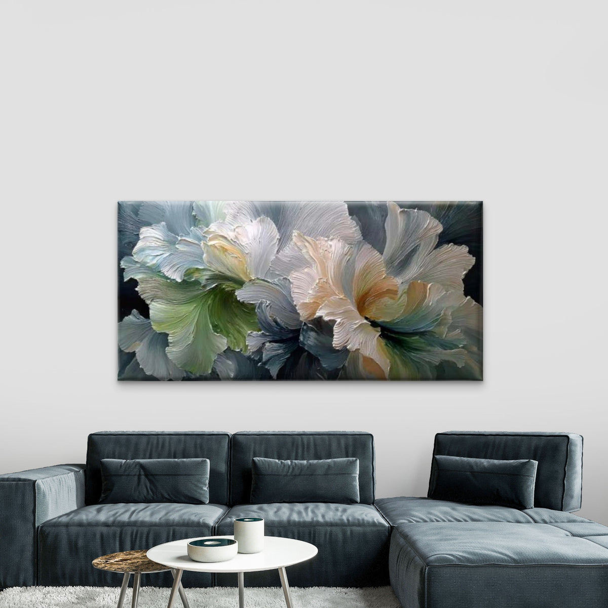 Floral Abstract Petal Flow Wall Art Canvas Office Home Room Framed 120x60cm