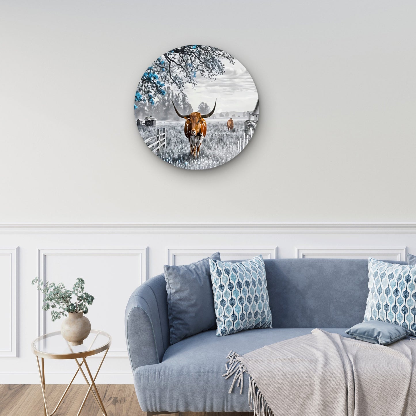 Black And White Highland Cow  Acrylic Glass Rounded Print Tempered Glass Wall Art 100% Made in Australia Ready to Hang (Copy)