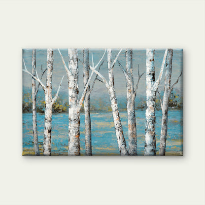Stunning White Trees Reflecting on Lake Wall Art Decor 100% Australian Made