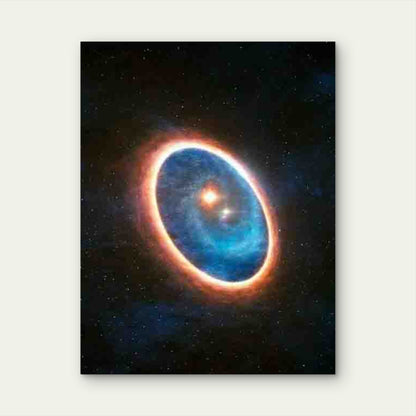 Celestial Scene with Blue Halos And Orange Flames Metal Print Ready to Hang