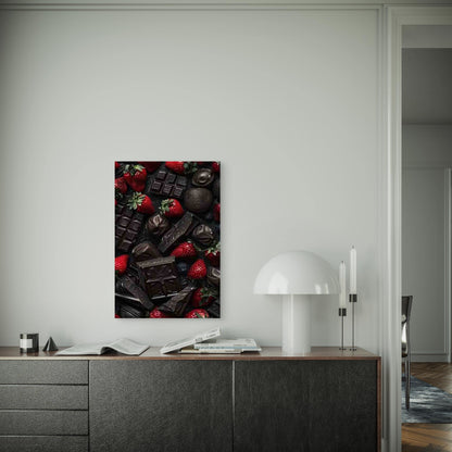 Realistic Strawberries & Chocolates Metal Print Ready to Hang