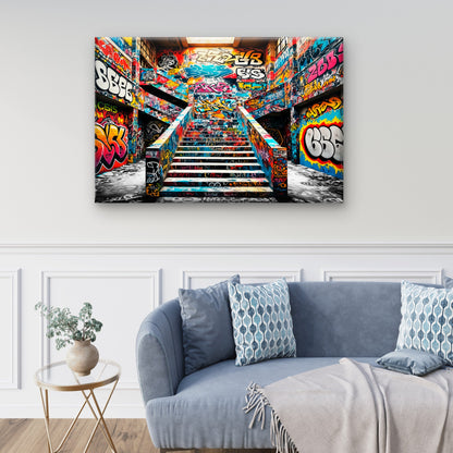 Modern Graffiti Painting Staircase Wall Art Decor 100% Australian Made