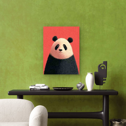 Soft Pink - Adorable Panda Design Metal Print Ready to Hang