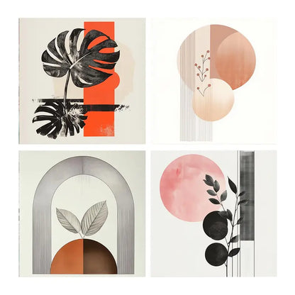 4pcsPainting, Geometric Shapes Wall Art Canvas Framed