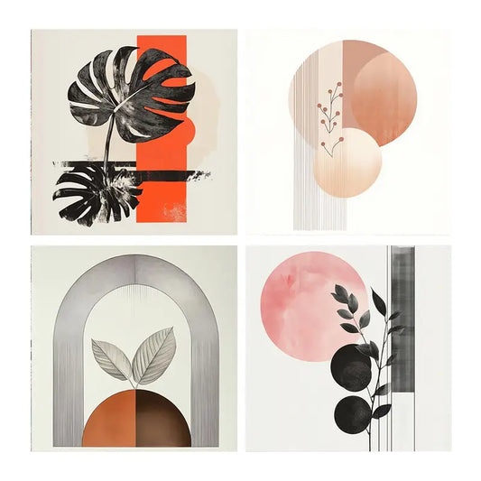 4pcsPainting, Geometric Shapes Wall Art Canvas Framed