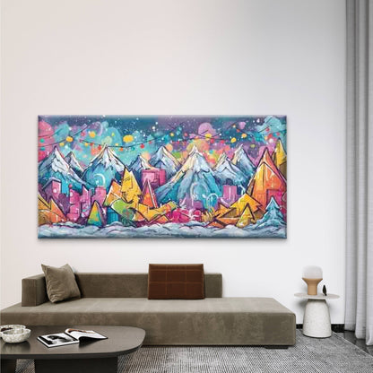 Snowy Mountain Cityscape Wall Art Canvas Office Home Room Framed 120x60cm