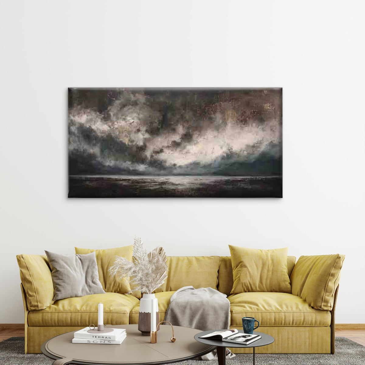 Abstract Dark Clouds Wall Art Canvas Office Home Room Framed 120x60cm