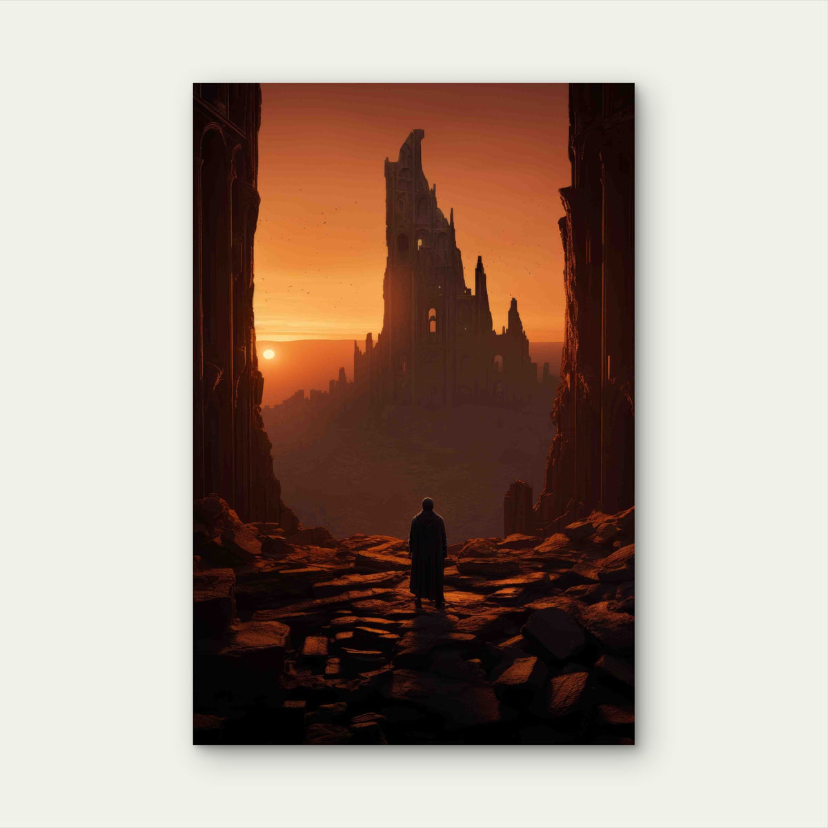 Ancient Ruins of a Futuristic City 60x90cm Metal Print Ready to Hang