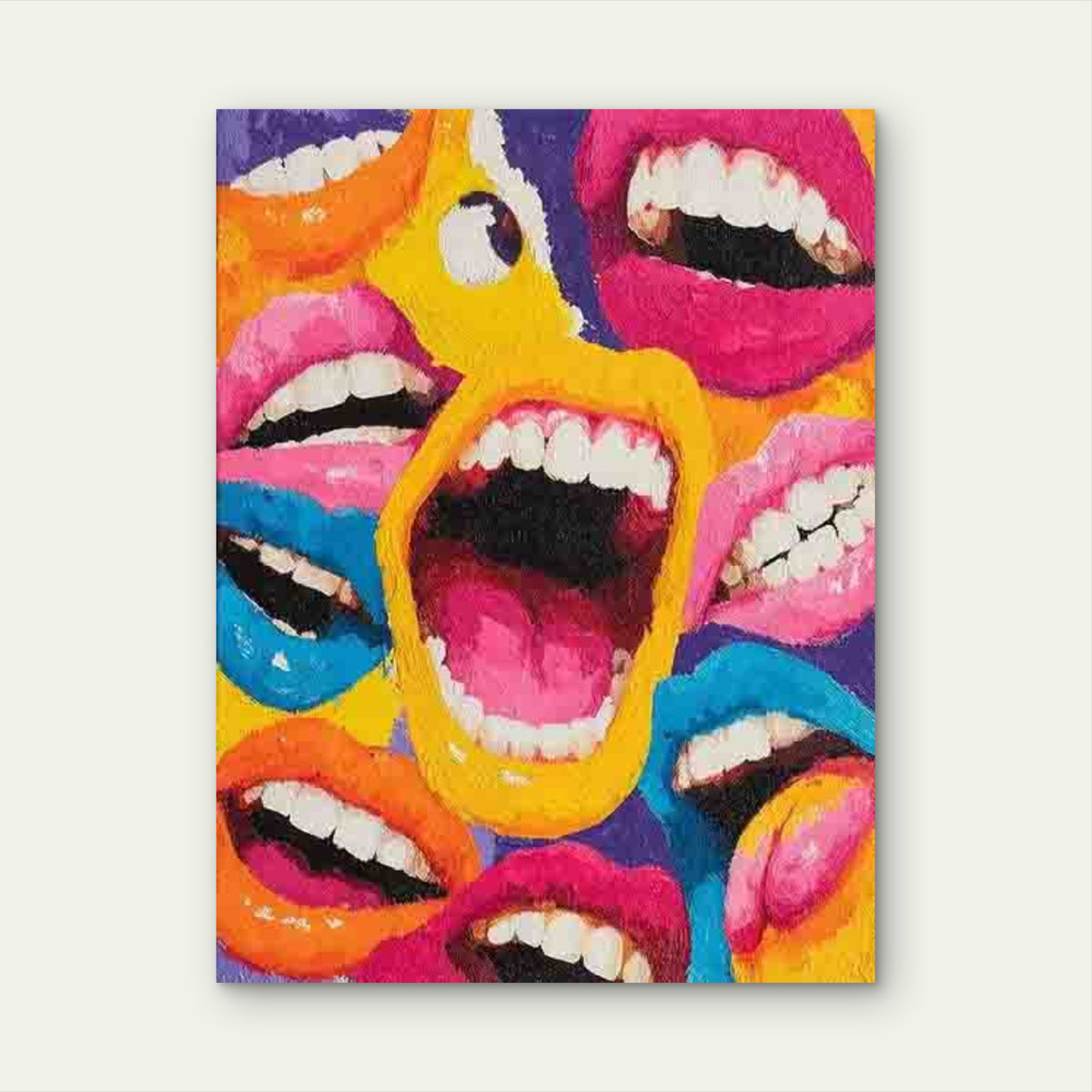 Open Mouth & Teeth Pop Art Metal Print Ready to Hang