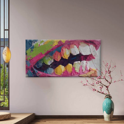 Abstract Lips Colorful Lipstick Wall Art Canvas Office Home Room Framed 120x60cm