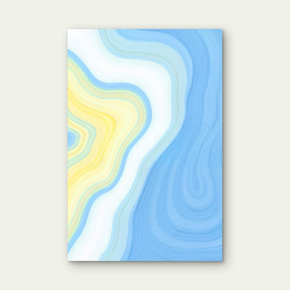 Abstract Flowing Shapes in Summer Sky Tones 60x90cm Metal Print Ready to Hang
