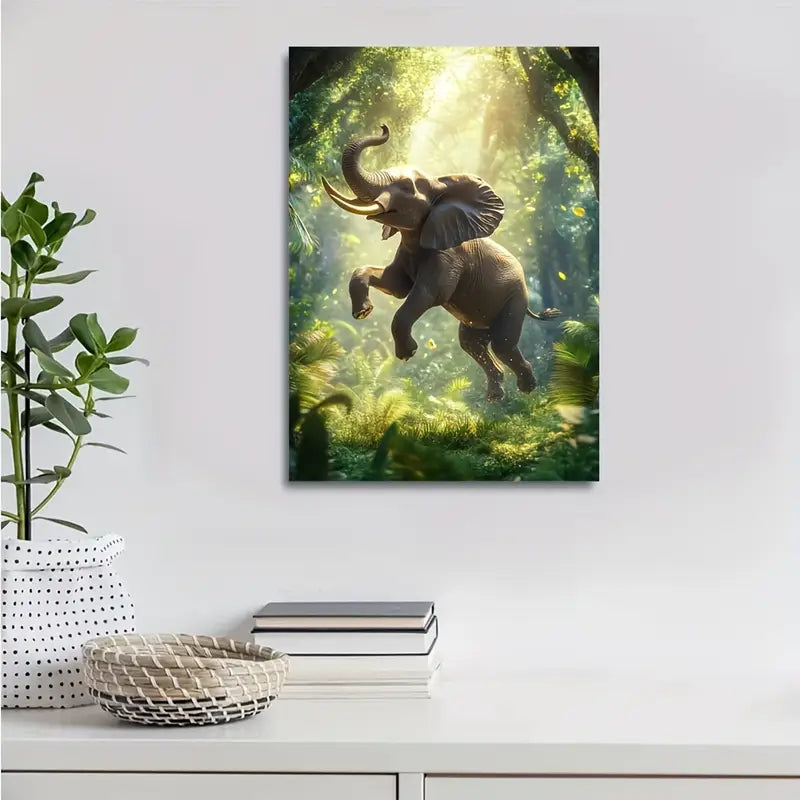 Vibrant Forest Scene with Sunlight Filtering 40x60cm Metal Print Ready to Hang