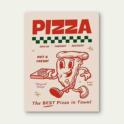 Vintage Pizza Themed Metal Print Ready to Hang
