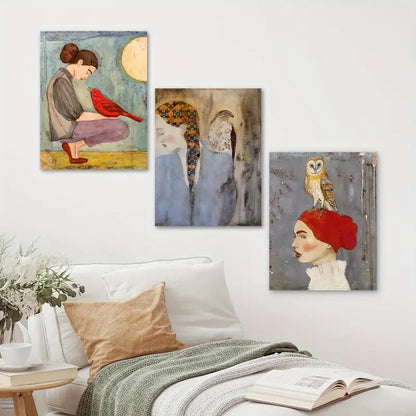 3pcs Harmonious Figure Beauty, Artistic Spatial Accent Metal Print Ready to Hang Art