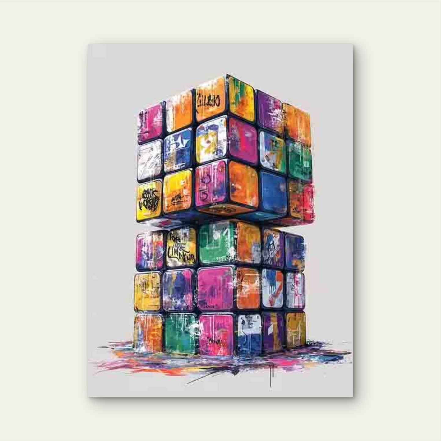 Manga Style Cube Graffiti 60x90cm Metal Print Ready to Hang