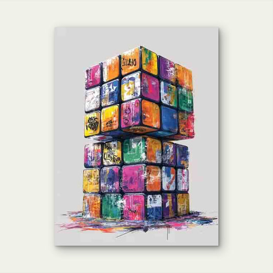 Manga Style Cube Graffiti 60x90cm Metal Print Ready to Hang