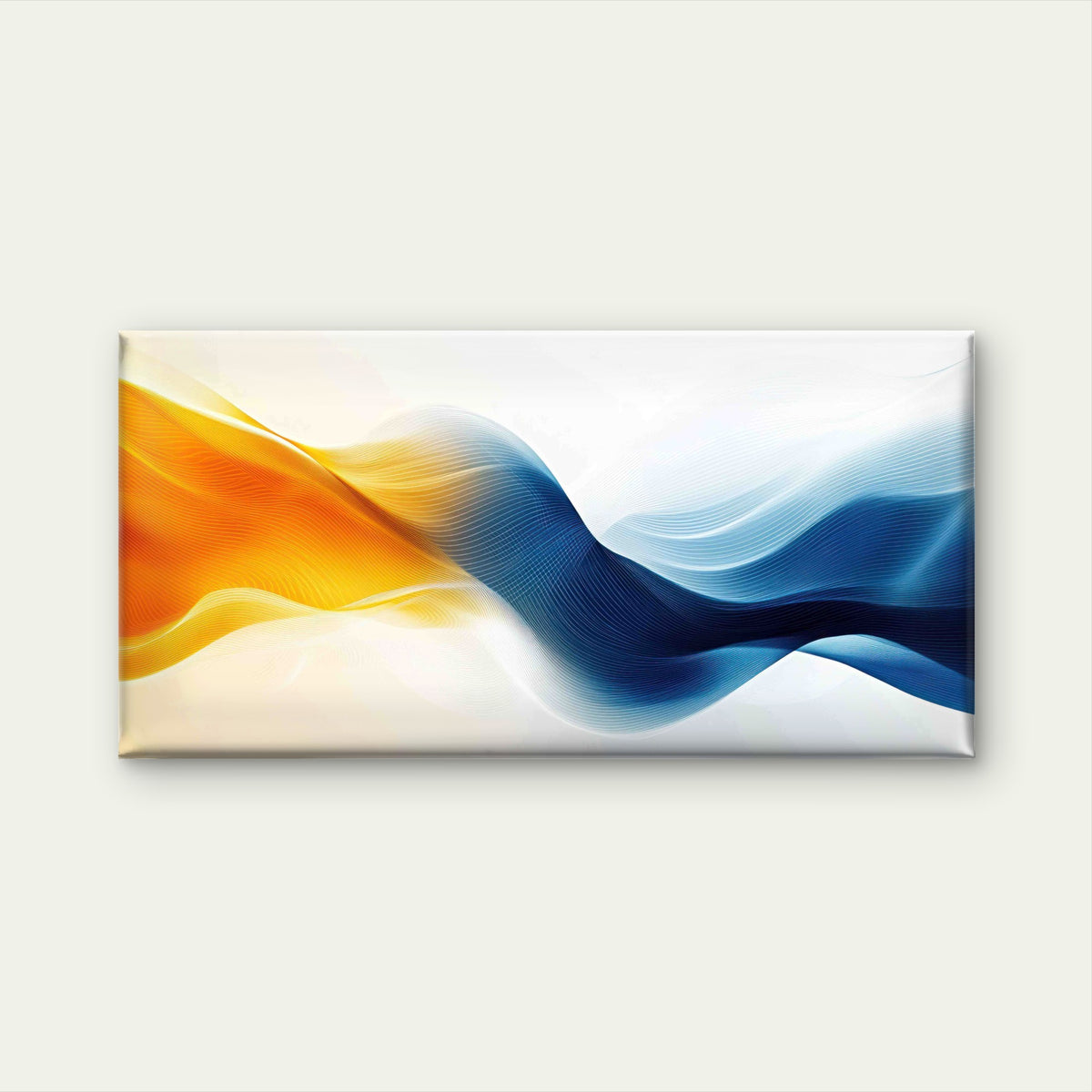 Abstract Blue and Orange Wave Wall Art Canvas Office Home Room Framed 120x60cm