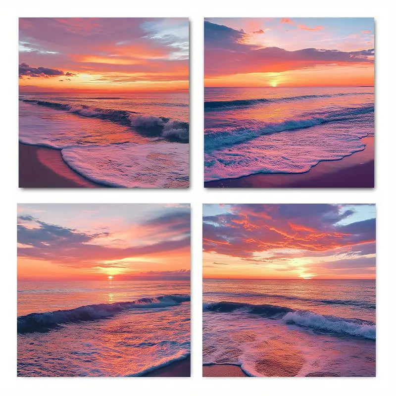 4pcs Decor Summer Sunset gh    Wall Art Canvas Framed