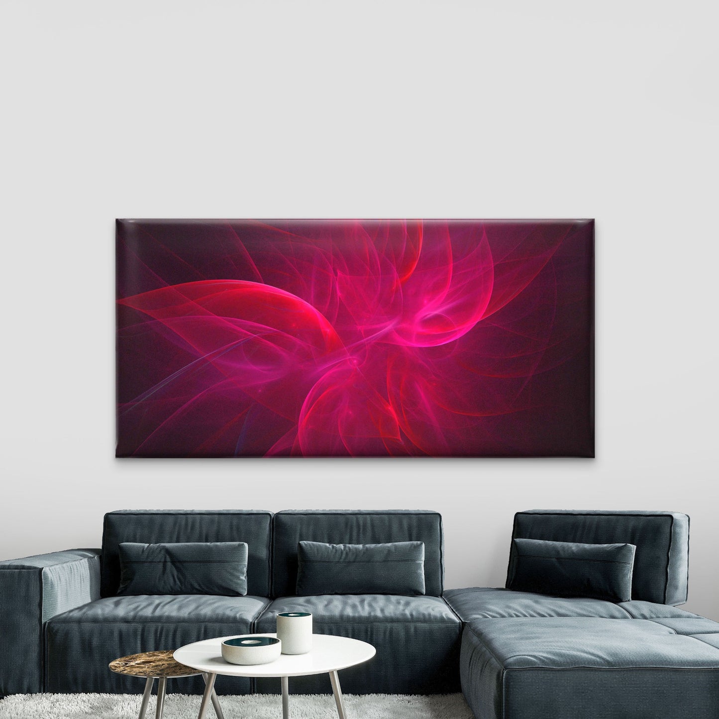 Vibrant Crimson Tendrils Wall Art Canvas Office Home Room Framed 120x60cm