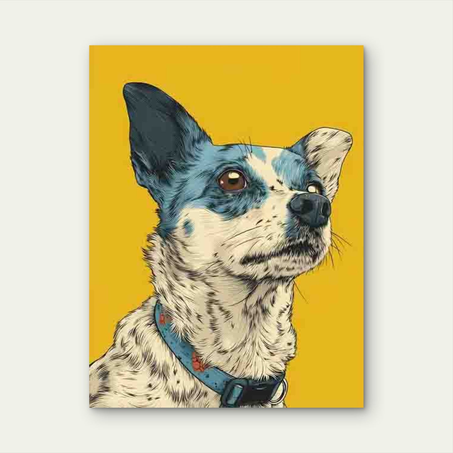Retro Badly Drawn Dog 60x90cm Metal Print Ready to Hang