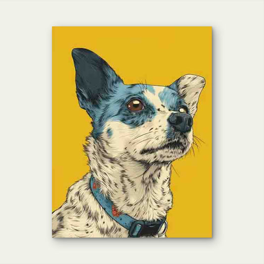 Retro Badly Drawn Dog 60x90cm Metal Print Ready to Hang