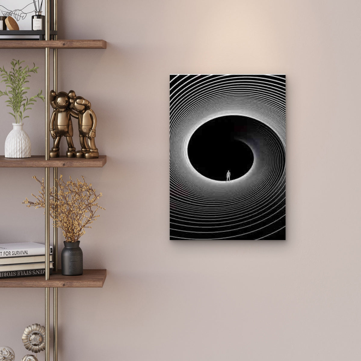 Minimalist Spiral Tunnel 60x90cm Metal Print Ready to Hang
