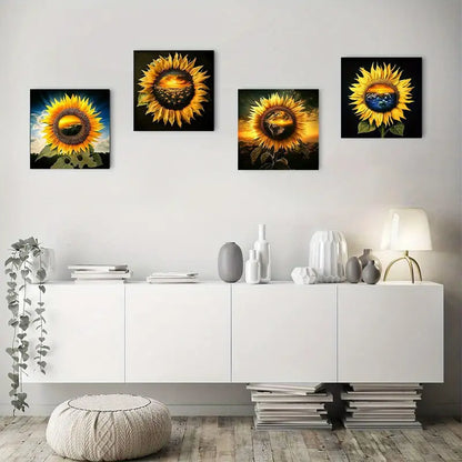 4pcs Sunflower Canvas Wall Art Prints Wall Art Canvas Framed
