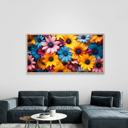 Vibrant Daisies Bloom Wall Art Canvas Office Home Room Framed 120x60cm
