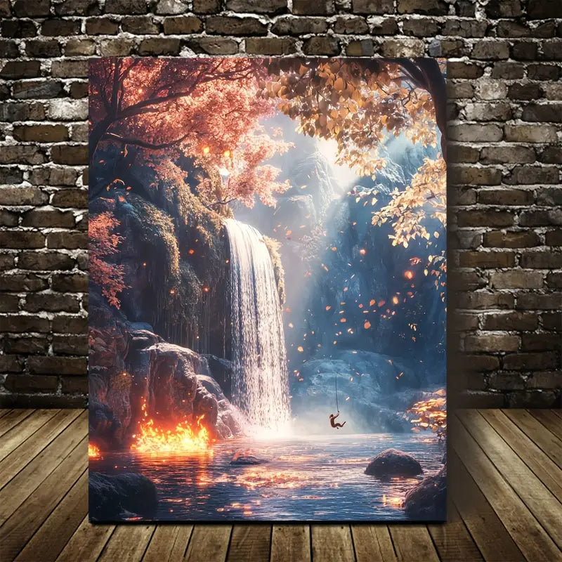 Dreamlike Squirrel Scene with Crystal Clear  40x60cm Metal Print Ready to Hang