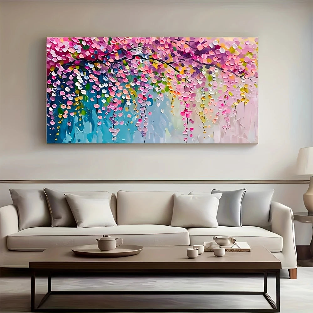 Pink Floral Wall Art wall canvas office home room framed 120x60cm - Bella Home Decor