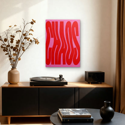 Red Typography on Pink Background 60x90cm Metal Print Ready to Hang