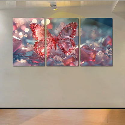 3pcs Luxurious Shining Crystal Butterfly Wall Art Set Canvas Framed 40x60cm - High Quality Print 100% Australian Made Wall Canvas Ready to Hang