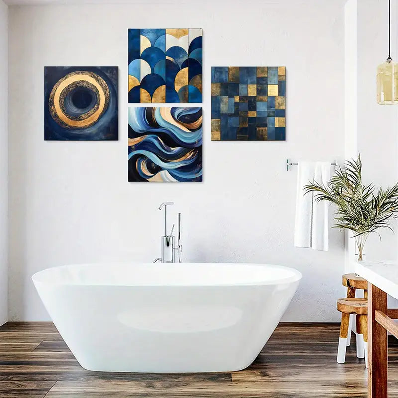 4pcs Grid Posters, Pattern Wall Art Canvas Framed