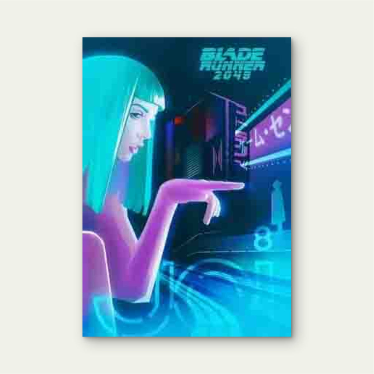 Futuristic Neon Signs, Rain-Soaked Cityscape 60x90cm Metal Print Ready to Hang