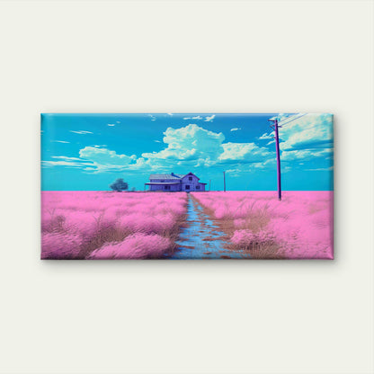 The Isolated Pink Farmstead Wall Art Canvas Office Home Room Framed 120x60cm