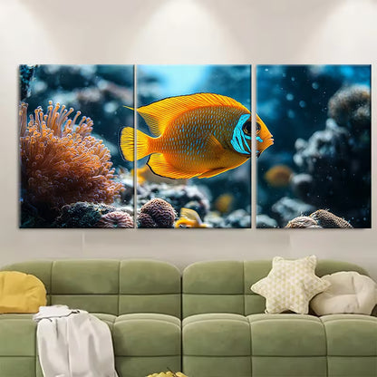 3pcs Coral Reef Fish Underwater Photography Metal Print Ready to Hang Art