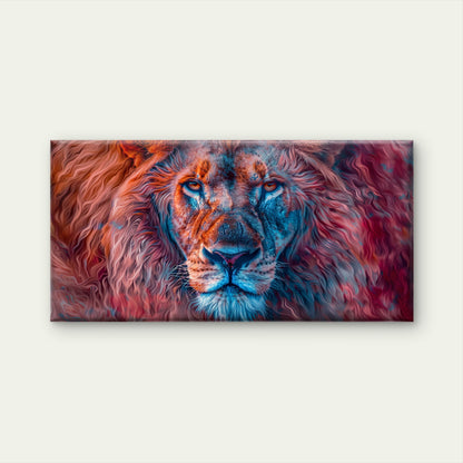 Vibrant Red Blue Lion Wall Art Canvas Office Home Room Framed 120x60cm