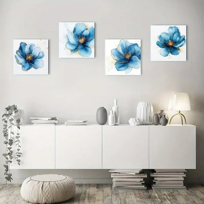 4pcs Decor Floral art printed Wall Art Canvas Framed