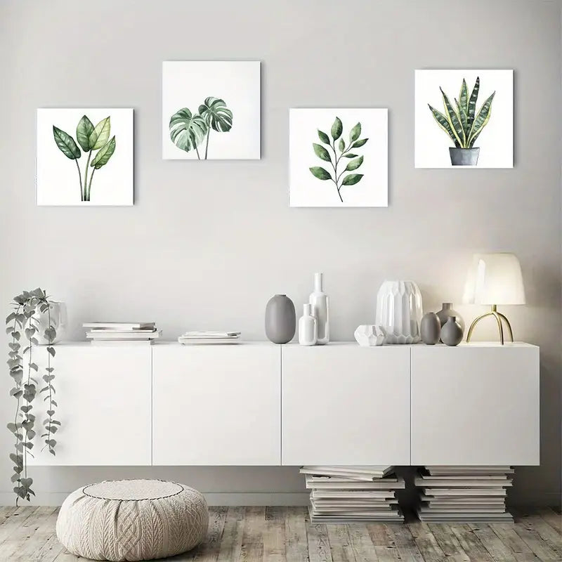 4pcs  Sage green minimalism theme SS    Wall Art Canvas Framed