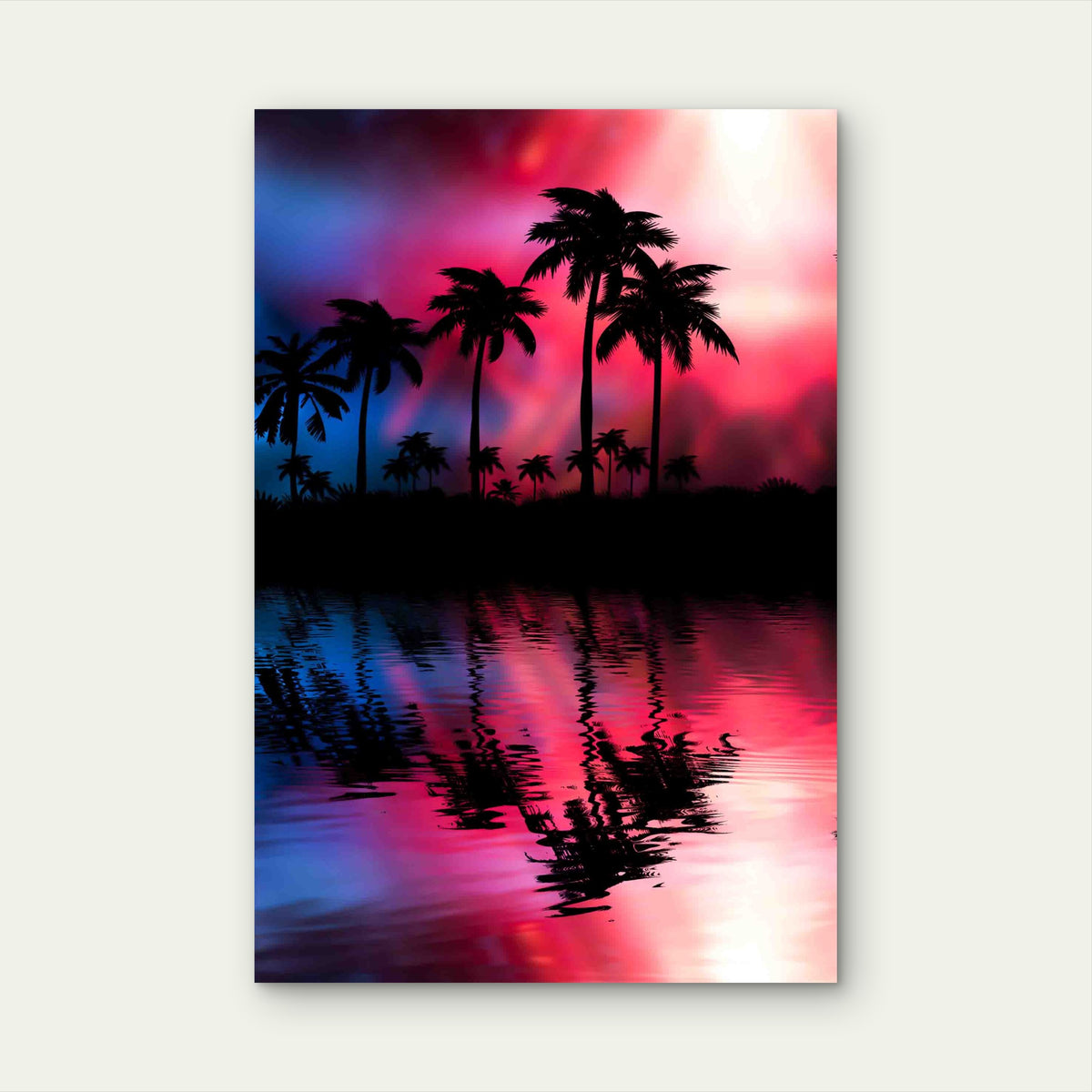 Neon Landscape Palms Arc Metal Print Ready to Hang