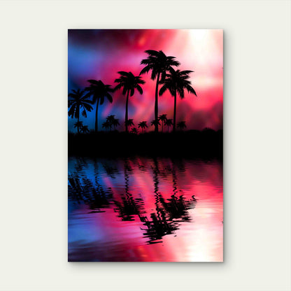 Neon Landscape Palms Arc Metal Print Ready to Hang