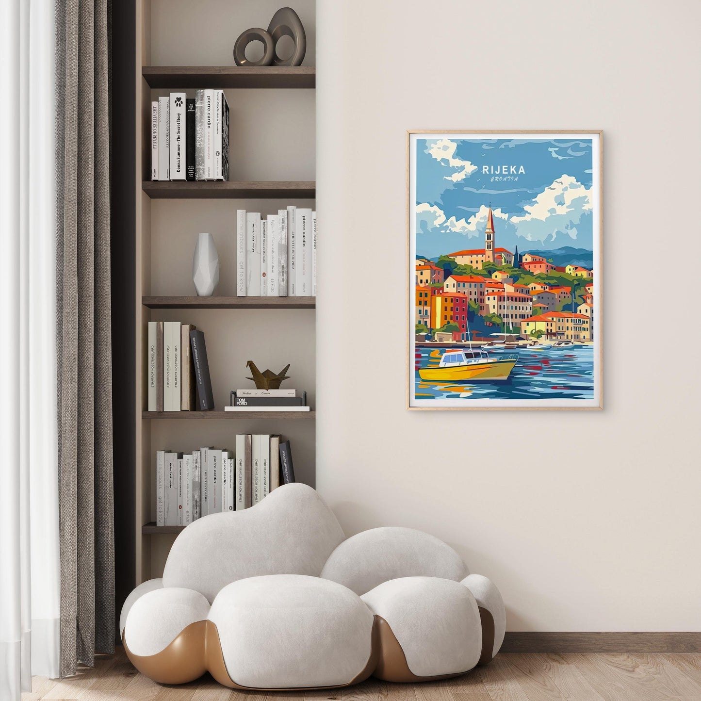 Rijeka Croatia, House & Fishing Boat Art Travel Poster Print Wall Art