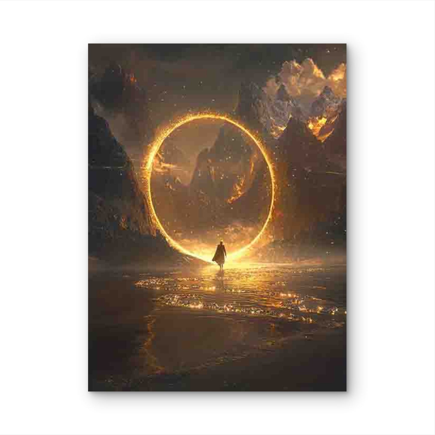 Man Walking Towards Open Port on Water 60x90cm Metal Print Ready to Hang - Bella Home Decor