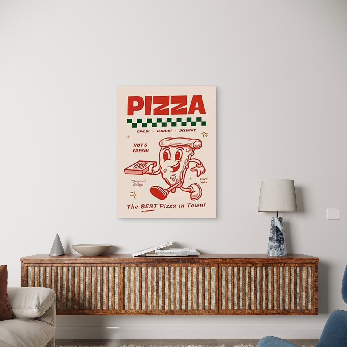 Vintage Pizza Themed Metal Print Ready to Hang