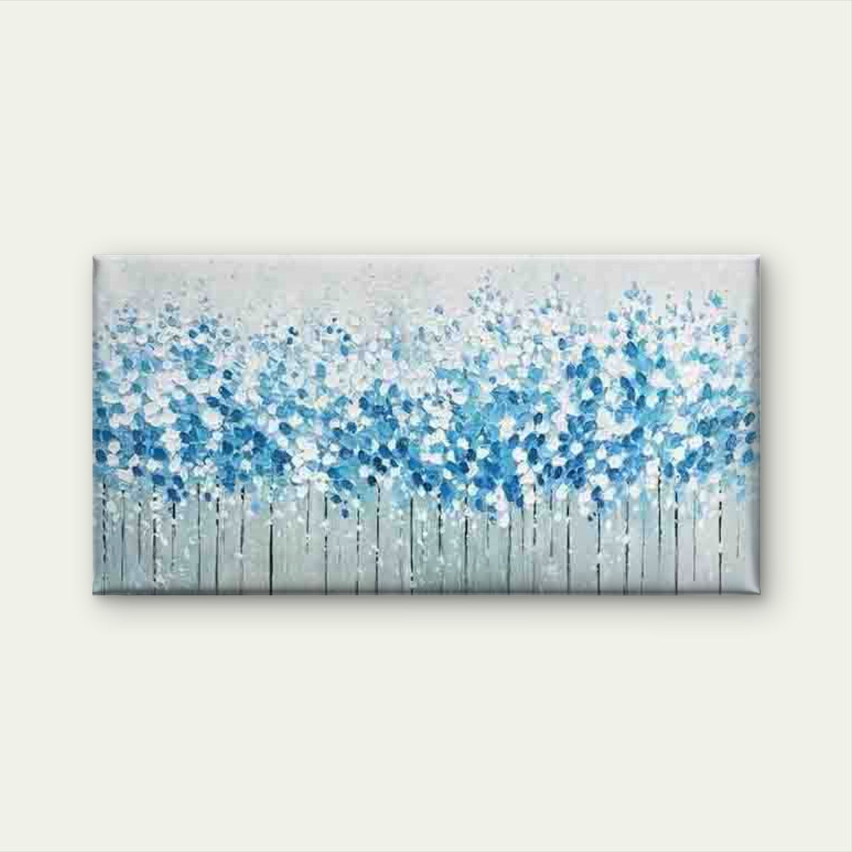 Blue and White Abstract Tree Wall Art Canvas Office Home Room Framed 120x60cm