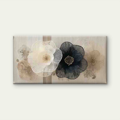 Black & White Floral Designs Wall Art Canvas Office Home Room Framed 120x60cm
