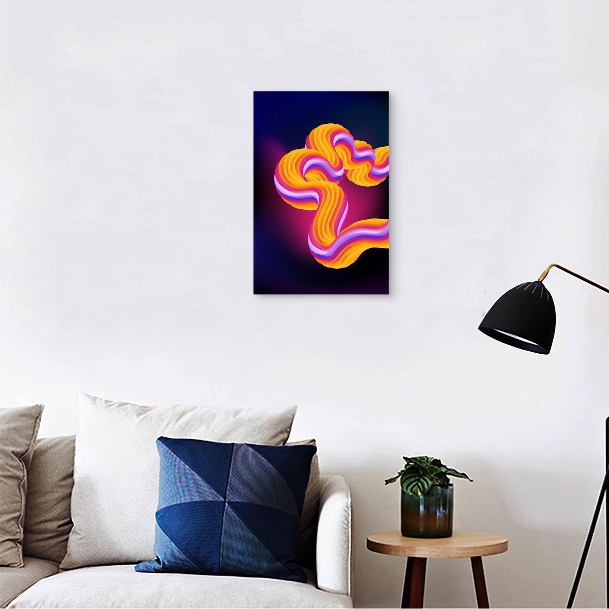 Flowing, Wavy Abstract Design 60x90cm Metal Print Ready to Hang
