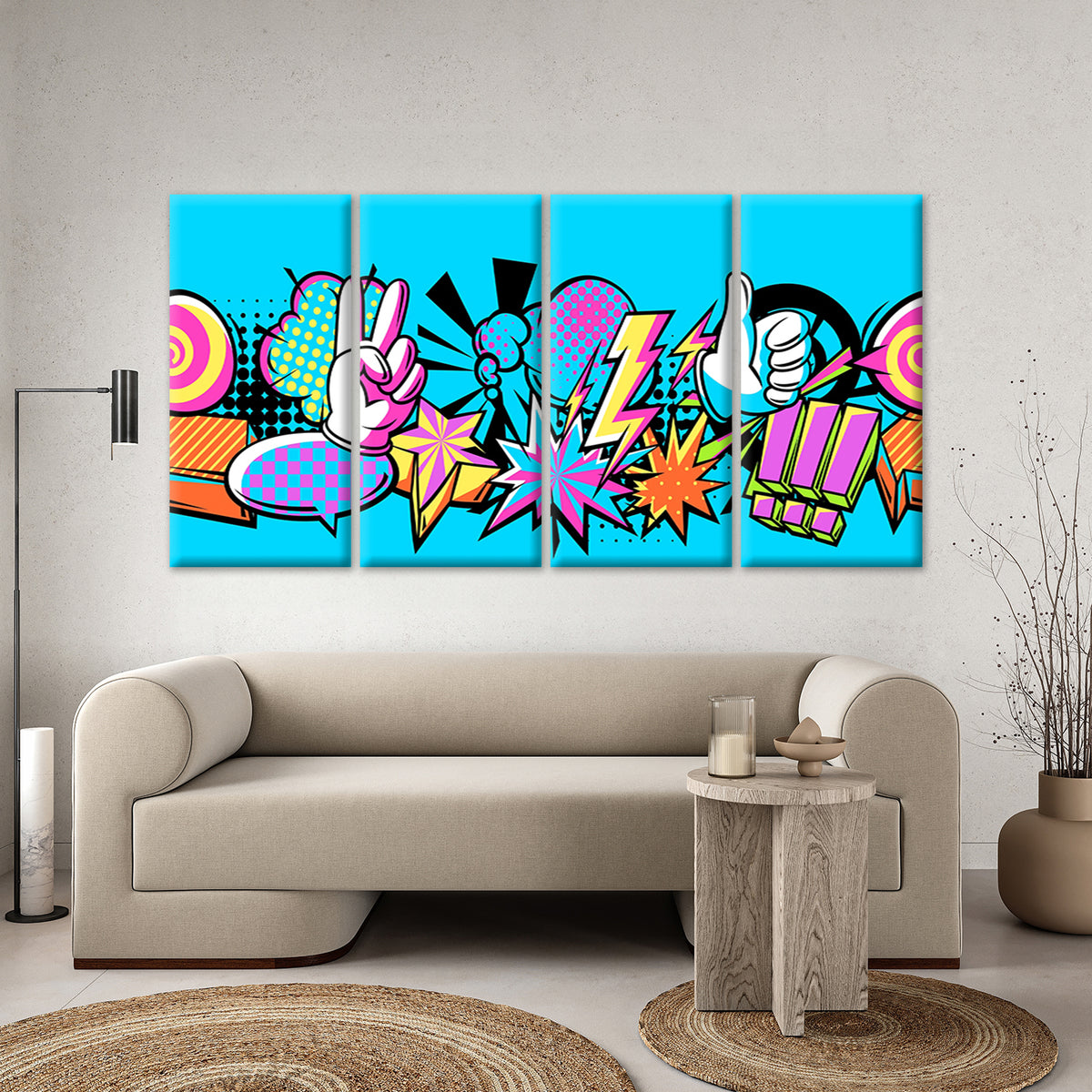 4pcs Retro Comic Pop Art Graffitti Design Wall Art Canvas Framed 45x80cm        - High Quality Print 100% Australian Made Wall Canvas Ready to Hang