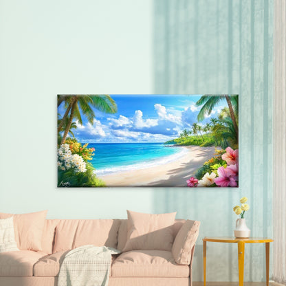 Tropical Paradise Beach Wall Art Canvas Office Home Room Framed 120x60cm