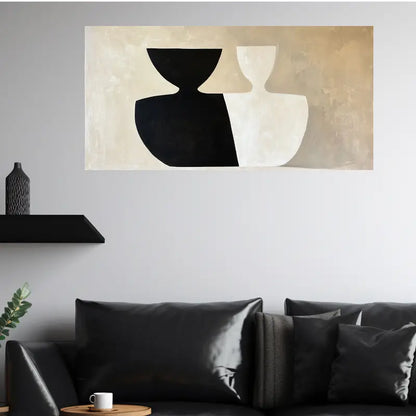 Minimalist Modern Black & White Abstract Bottle Wall Art wall canvas office home room framed 120x60cm